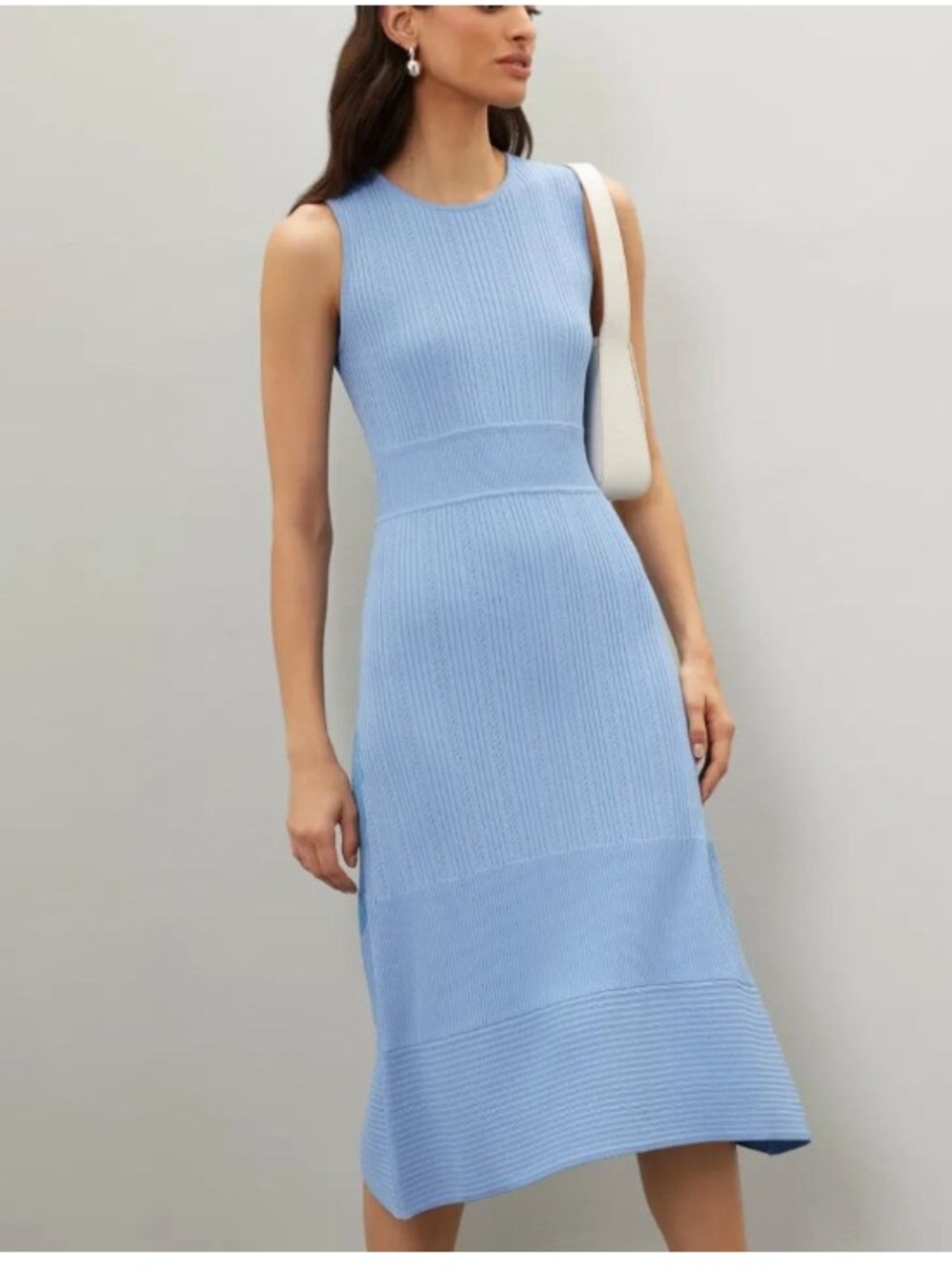 Jason Wu Sleeveless Slate Blue Knit Midi Dress Large L